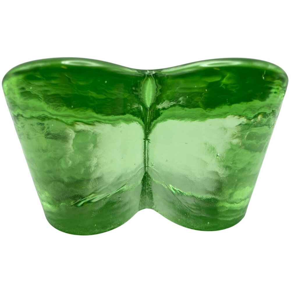 Fire & Light Green Celery Heart Paperweight Studio Art Glass SIGNED! - Picture 3 of 9